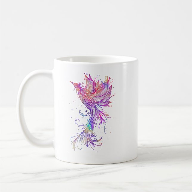 Taza De Café Tatuaje de aves arcoiris Phoenix (Izquierda)