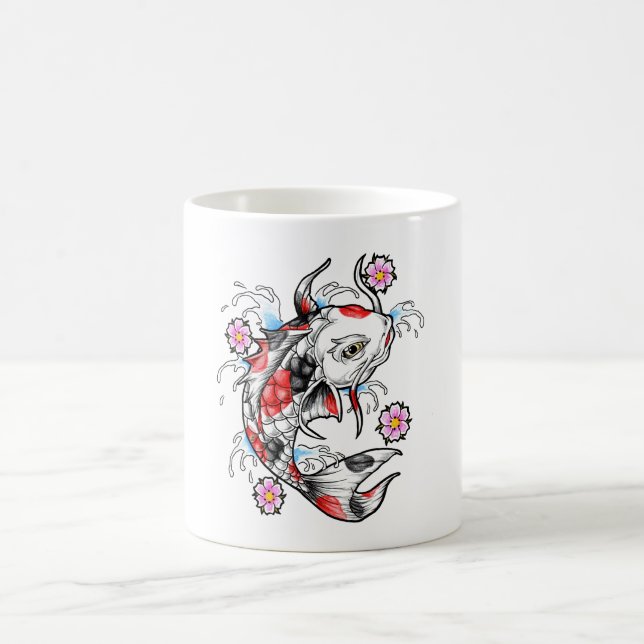 Taza De Café Tatuaje de carpa de pescado blanco japonés de Guay (Centro)
