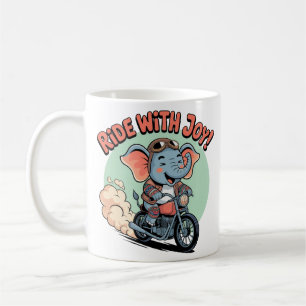 Taza De Café Tatuaje de elefante de motocicleta divertido motoc