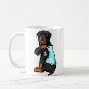 Taza De Café Tatuaje de Rottweiler amo a mamá