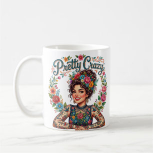 Taza De Café Tatuaje de señora floral bastante loca