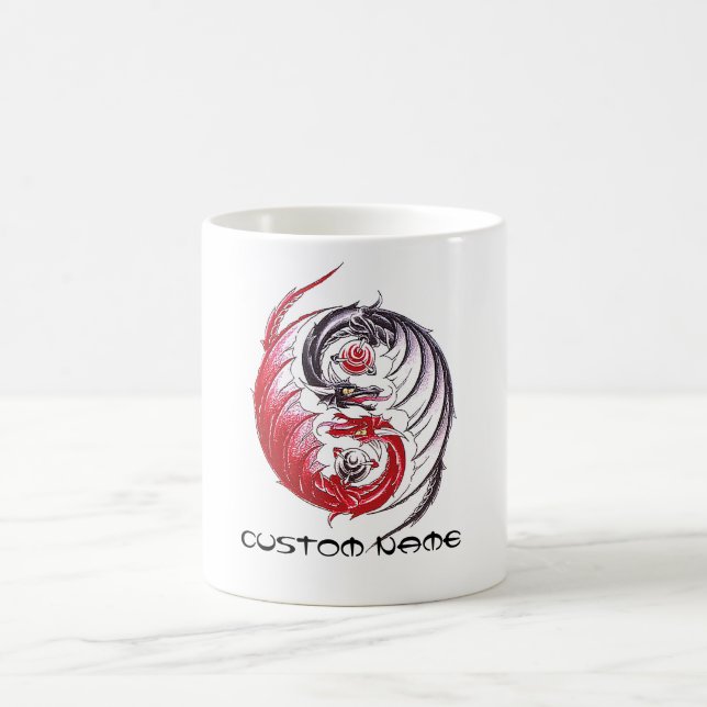 Taza De Café Tatuaje fresco de Yin Yang del dragón (Centro)