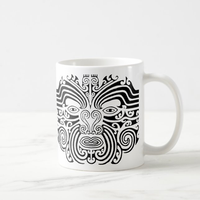 Taza De Café Tatuaje maorí - blanco y negro (Derecha)