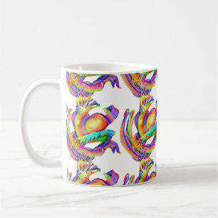 Taza De Café Tatuaje old school en colores de arcoíris