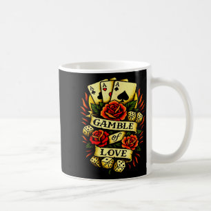 Taza De Café Tatuaje tradicional retro Tatuaje Rosas Dados Cart
