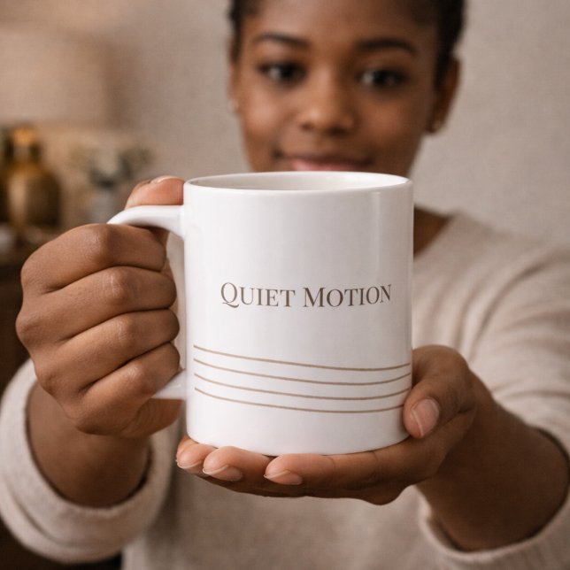 Taza De Café Taupe Quiet Motion Classic Mug, 11 oz (White ceramic meets refined taupe lines for thoughtful everyday sipping.)