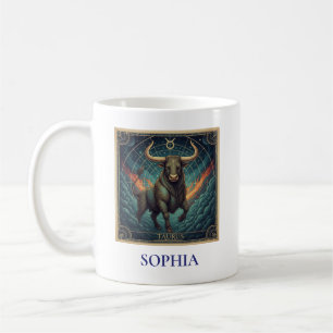 Taza De Café Tauro Azul Zodiaco Celestial