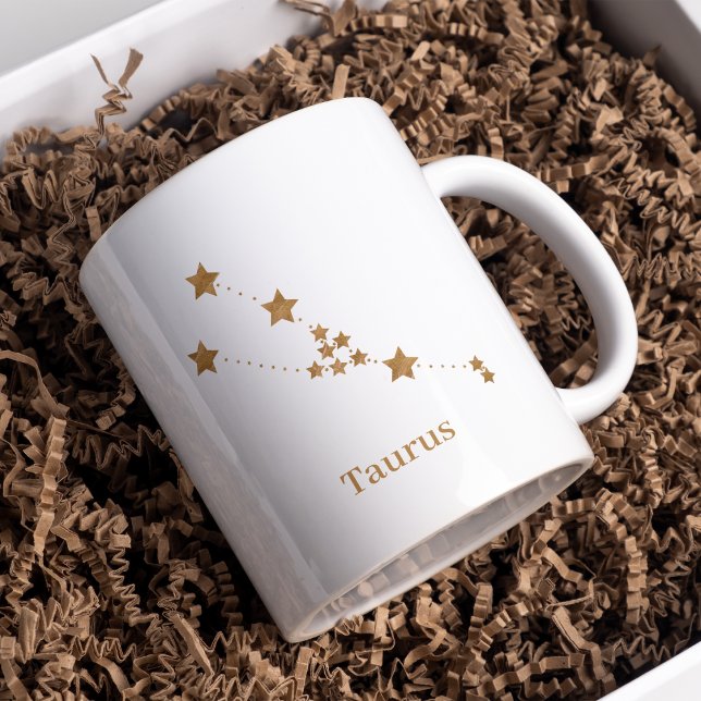 Taza De Café Tauro de oro del Rótulo Zodiaco moderno | Tierra d (Subido por el creador)