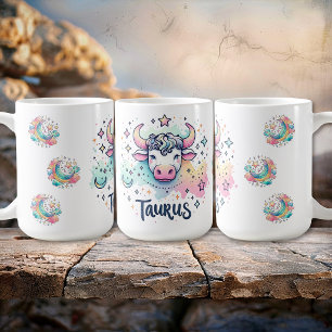Taza De Café Tauro Toro Zodiaco Astrología Colorida
