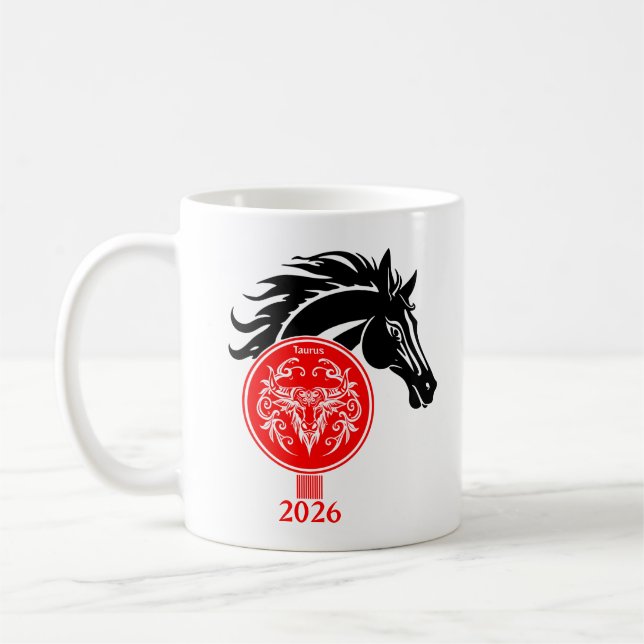 Taza De Café Tauro x año del caballo 2026 (Izquierda)
