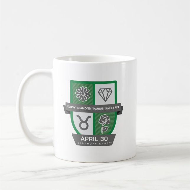 Taza De Café Taurus Birthday Crest™ for April 20-30 Mug (Izquierda)