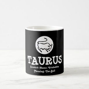 Taza De Café Taurus Bull Vrishabha Sanskrit significa blanco ne