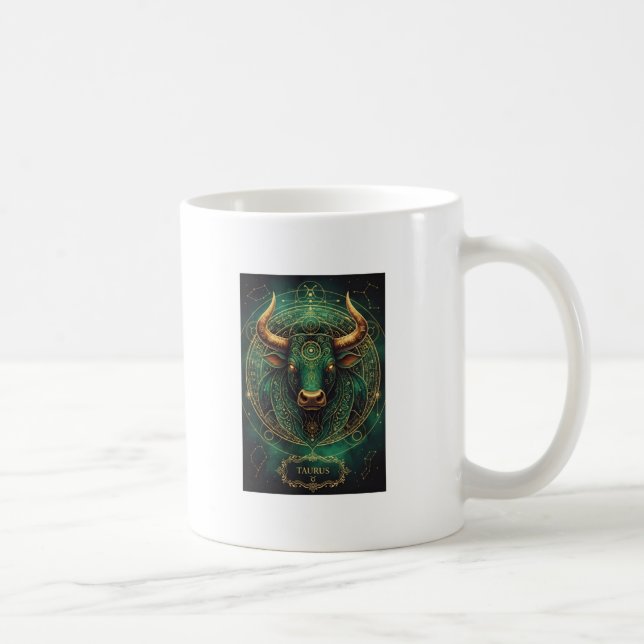 Taza De Café Taurus Emerald and Gold Astrology Coffee Cup (Derecha)