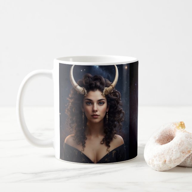 Taza De Café Taurus Female Astrológico Coffee Mug (Con donut)