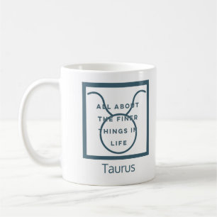 Taza De Café Taurus Zodiac Rótulo Fun Cita Azul Texto Cumpleaño