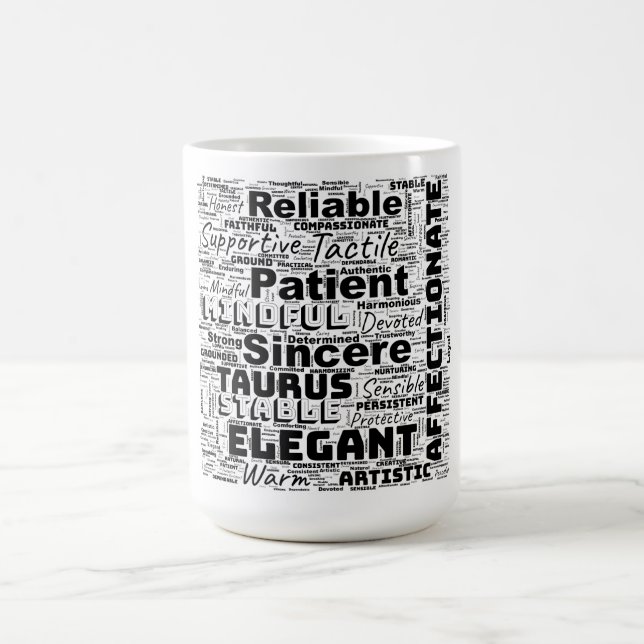 Taza De Café Taurus Zodiac Word Cloud Inspiración (Centro)