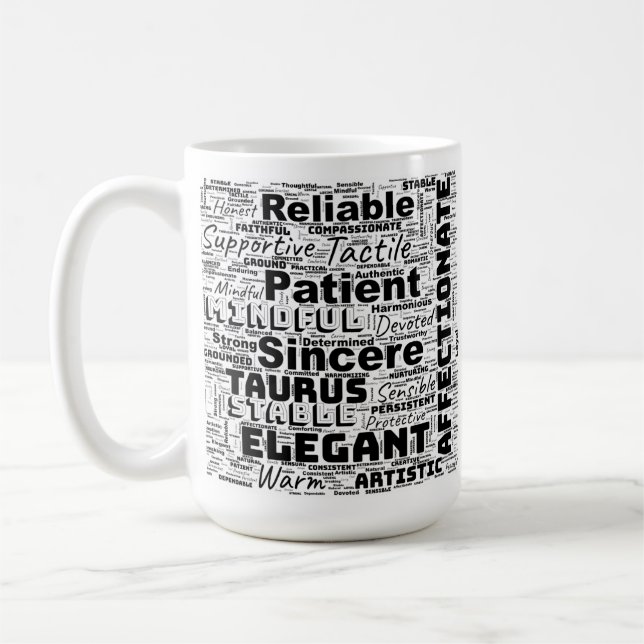Taza De Café Taurus Zodiac Word Cloud Inspiración Café Mug (Izquierda)