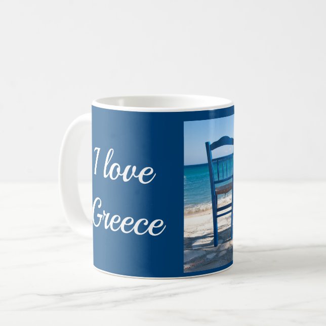 Taza De Café Táveres griegos azules y blancos (Anverso izquierdo)