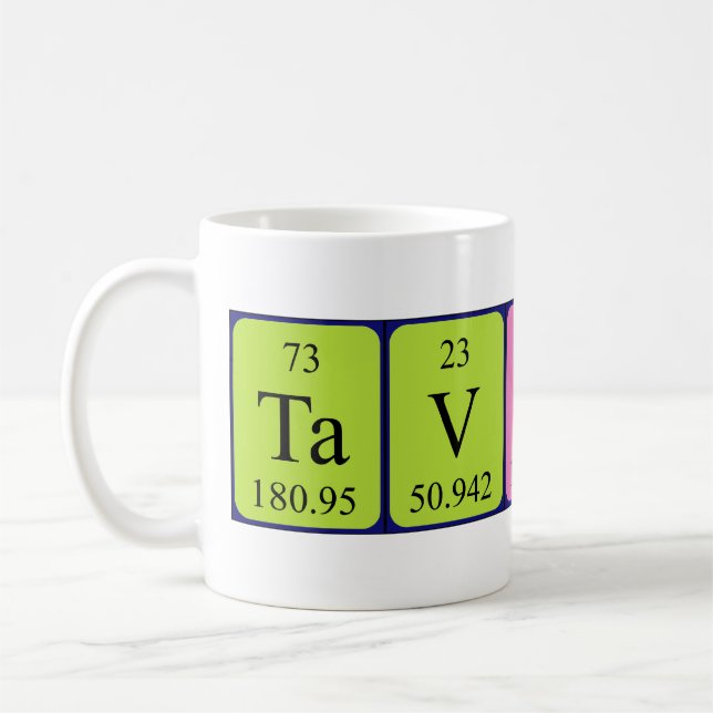 Taza De Café Tavion periódica nombre de tabla mug (Izquierda)