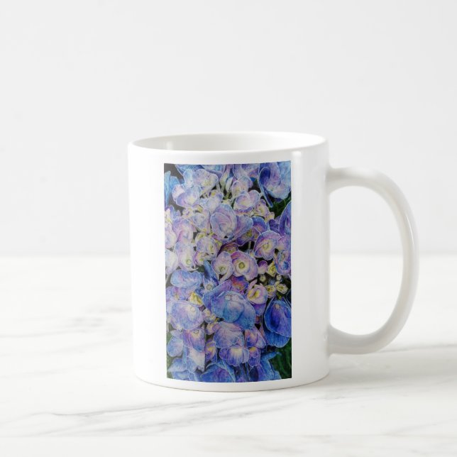 Taza De Café Taza azul del café con leche del Hydrangea (Derecha)