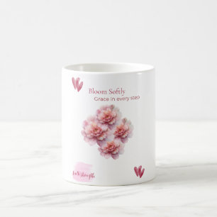 Taza De Café Taza/ Bloom Softly con Peonías Rosadas 