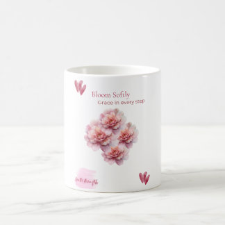Taza De Café Taza/ Bloom Softly con Peonías Rosadas 