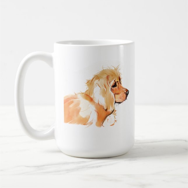 Taza De Café Taza Cocker Spaniel, Mamá Perro Café Acuarela (Izquierda)