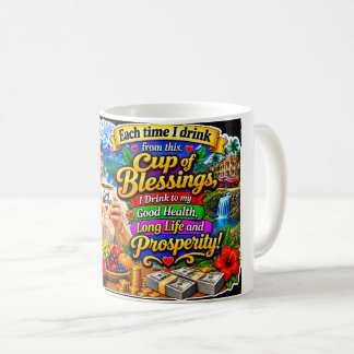 Taza De Café "Taza de Bendiciones" Buena Salud y Prosperidad