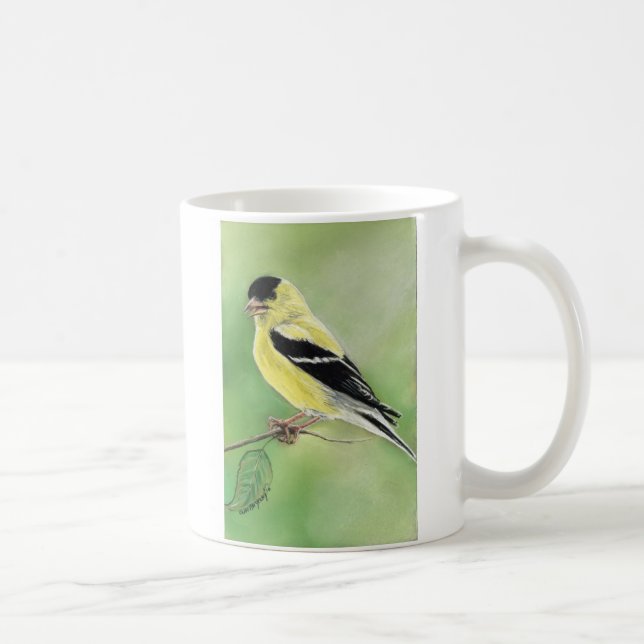 Taza De Café "Taza del arte del pájaro del Goldfinch (Derecha)
