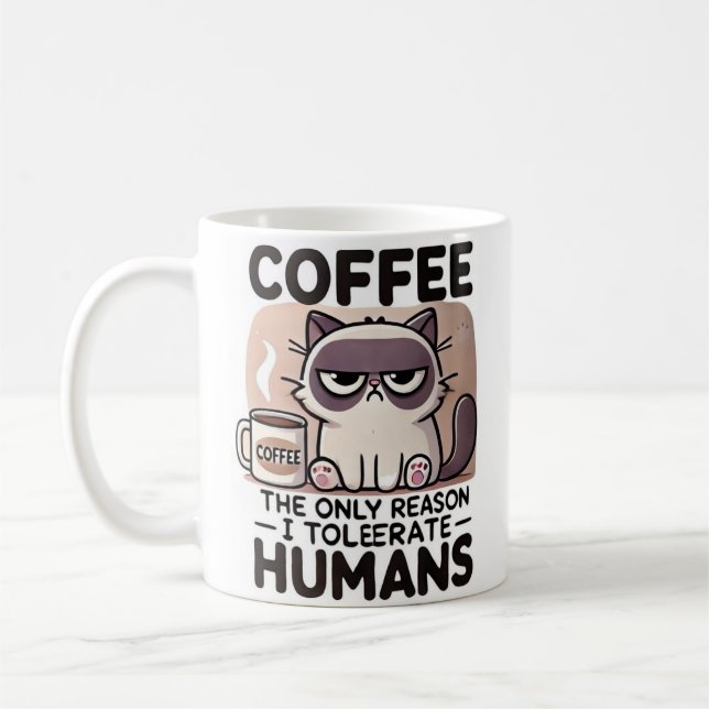 Taza de café - Taza divertida gato sarcástico  (Izquierda)