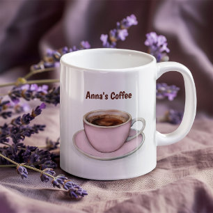 Taza De Café Taza Estética Rosa Primera Cita Café Minimalista