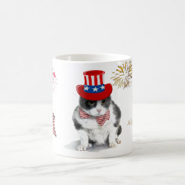 Taza De Café taza: Felix decidido, el gato, el 4 de julio