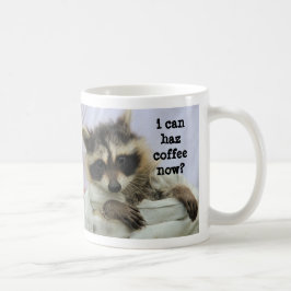 Taza De Café ¿Taza linda del mapache del bebé, ahora puedo café