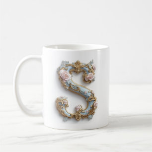Taza De Café Taza Rococó Inicial 'S' para una Princesa del Café