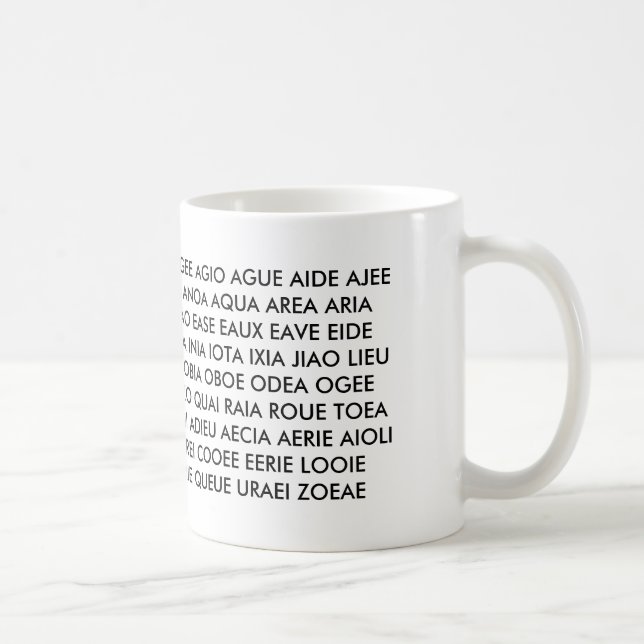 Taza De Café ¡Taza - "todas lo que tengo son vocales! " (Derecha)