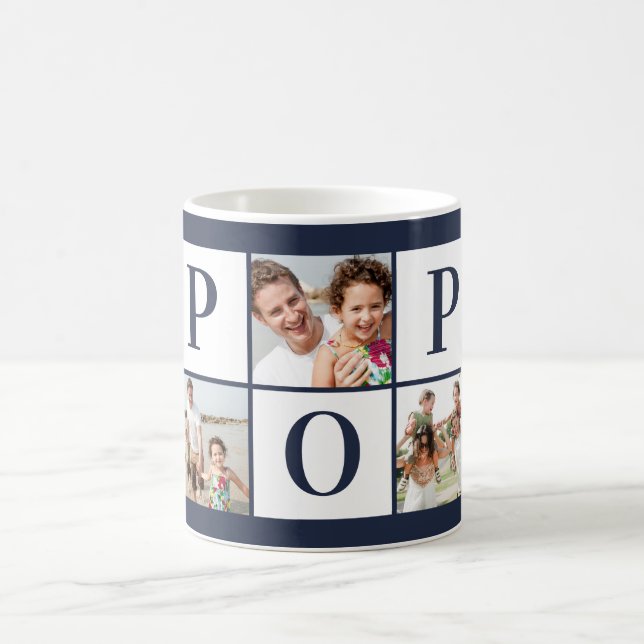 Taza De Café tazón azul de la Marina de Collage de fotos POP (Centro)