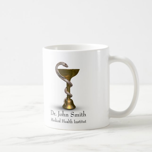 Taza De Café Tazón de bronce de serpiente médica Hygieia Caduce (Derecha)