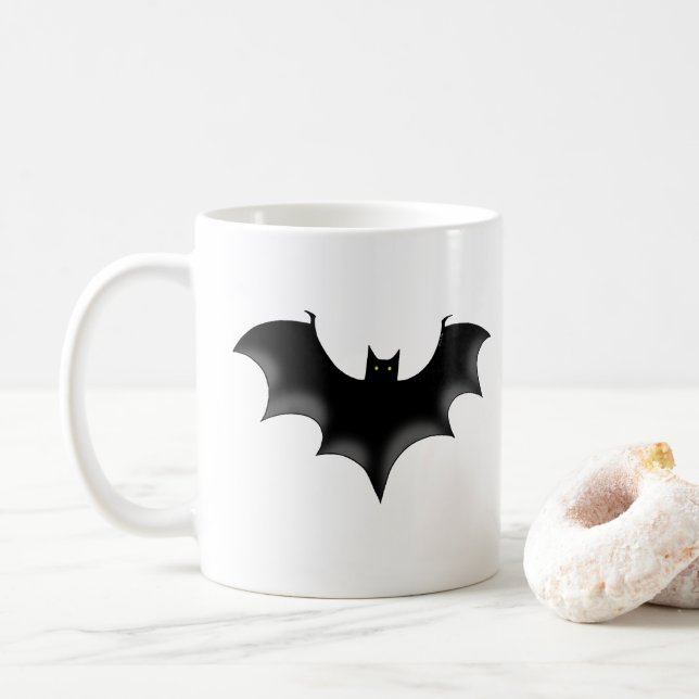 Taza De Café tazón de café de murciélago negro fresco (Con donut)