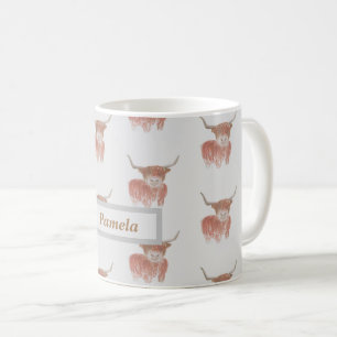 Taza De Café tazón de vaca gris personalizado