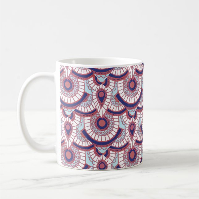 Taza De Café tazón geométrico de Rosa, azul y blanco (Izquierda)