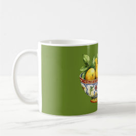 Taza De Café Tazón Italiano Limones Amarillos Verdes