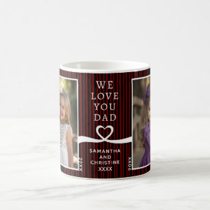 Taza De Café Te Ama Papá 2 Foto Personalizado Stripe Modern P20