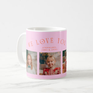 Taza De Café Te Amamos Abuela 4-Fotos Naranja Rosa