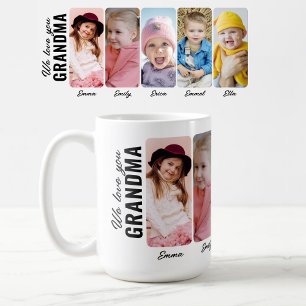 Taza De Café Te Amamos Abuela 5 Nietos Foto Personalizada
