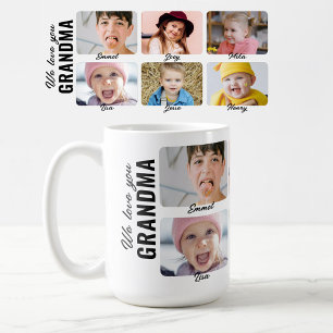 Taza De Café Te Amamos Abuela 6 Nietos Foto Personalizada