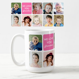 Taza De Café Te Amamos Abuela 9 Nietos Foto Personalizada