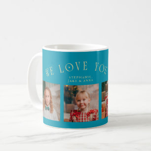 Taza De Café Te Amamos Abuelo 4-Fotos Aqua Azul