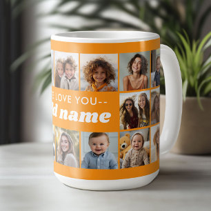 Taza De Café Te Amamos ADD NAME - Collage de 18 Fotos