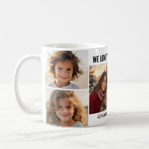Taza De Café Te Amamos - Agregar Nombre - Collage de 5 Fotos