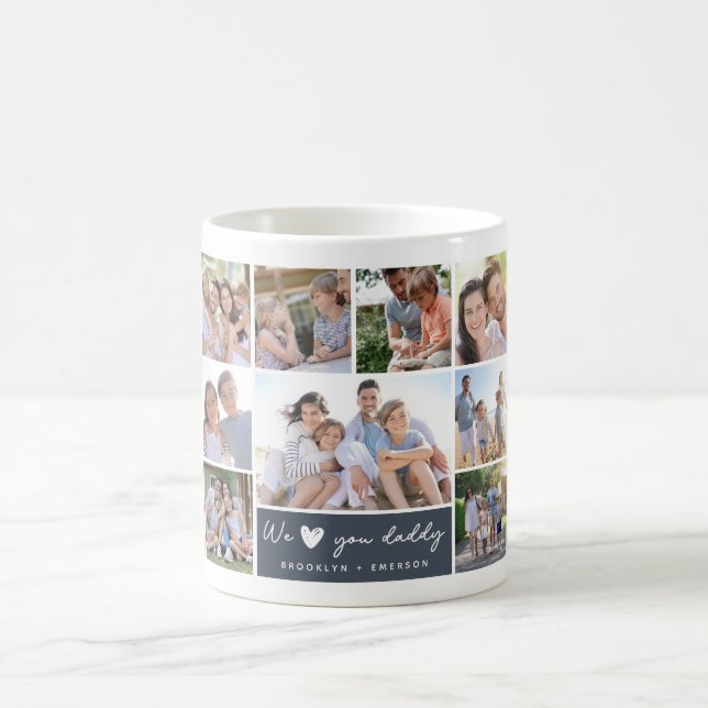 Taza De Café Te amamos el día del padre Collage de fotos (Centro)